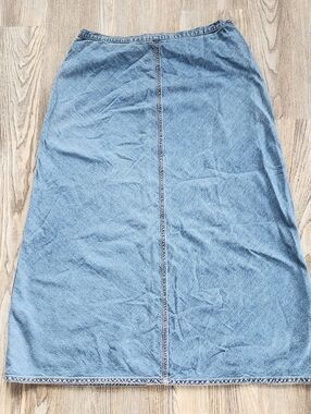 Y2K Chicos Denim Midi Skirt Womens 12 A Line Cotton Light Wash Boho Western